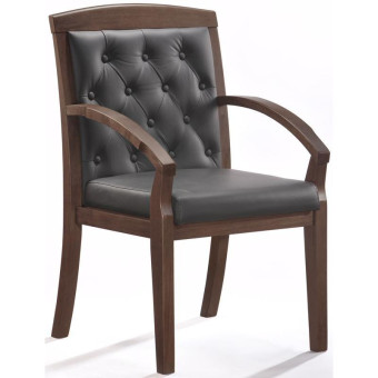 Уценка. Конференц-кресло Easy Chair 422 KR черный (рециклированная кожа/темный орех). уц_меб