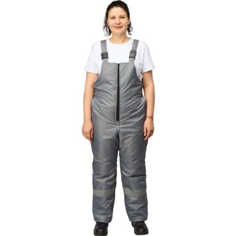 Полукомбинезон рабочий зимний женский з46-ПК с СОП серый (размер 64-66, рост 158-164 см)
