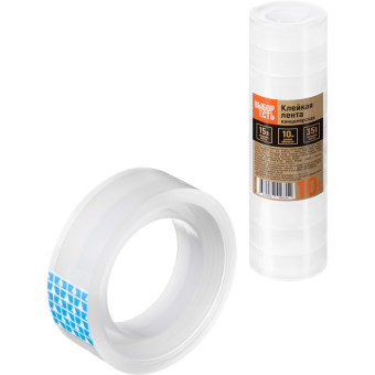 Клейкая лента канцелярская Выбор есть прозрачная односторонняя 15 мм х 10 м в диспенсере (10 штук в упаковке)